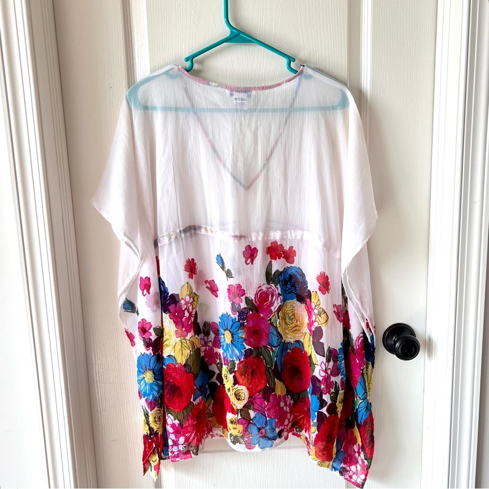 RHONA SUTTON Floral Sequin Embellished Drawstring Swim Cover Up—SZ. S/M - Picture 14 of 15